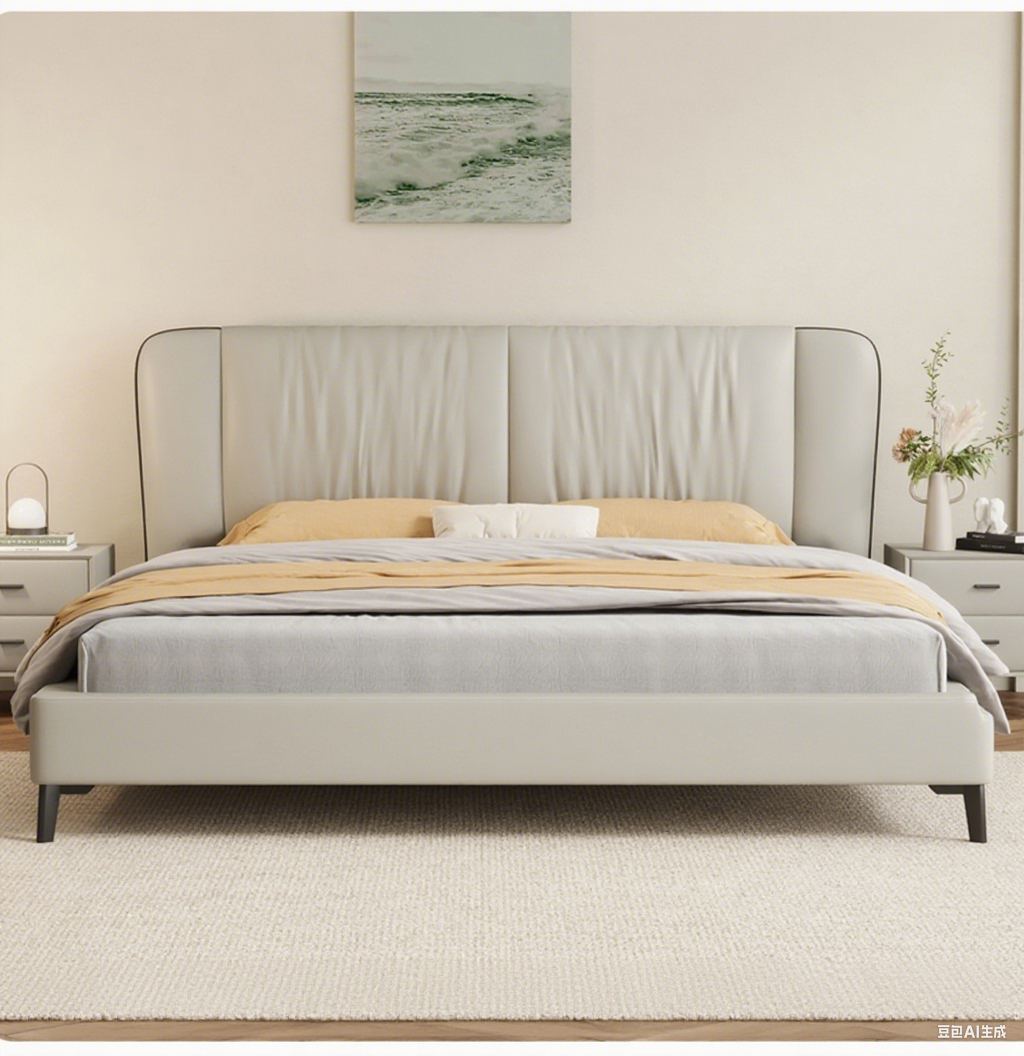 Top-Grain Leather Bed JUJMSM733