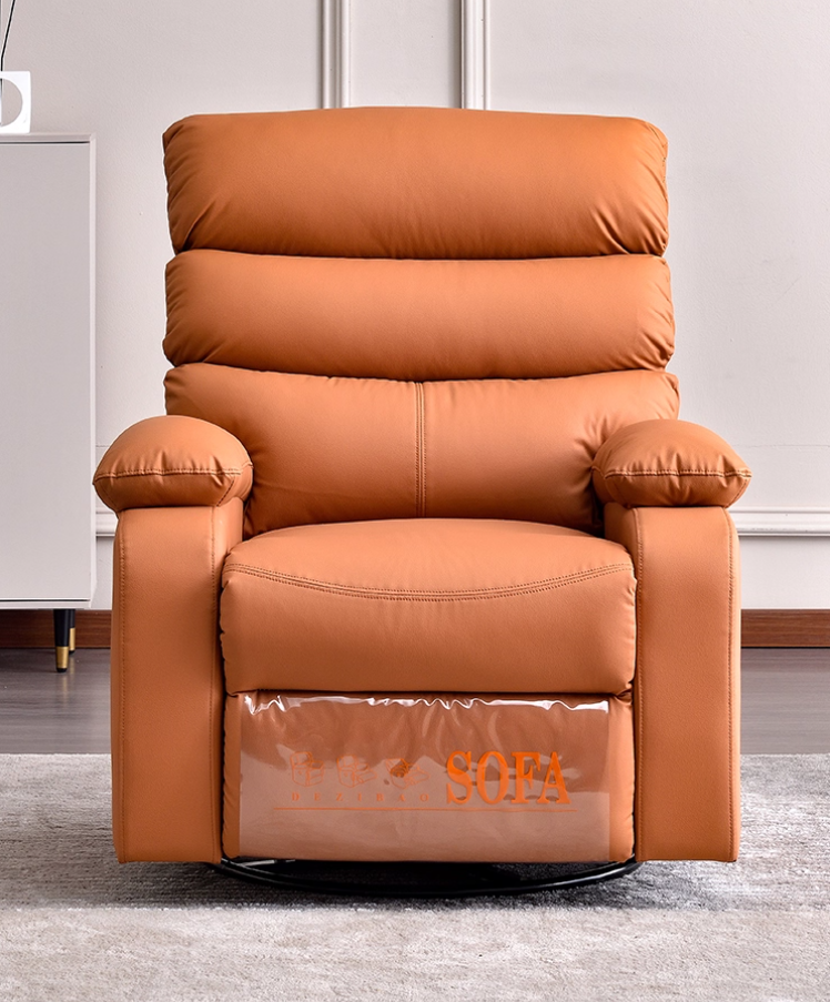 Orange Leatherette Swivel Rocker Recliner Chair