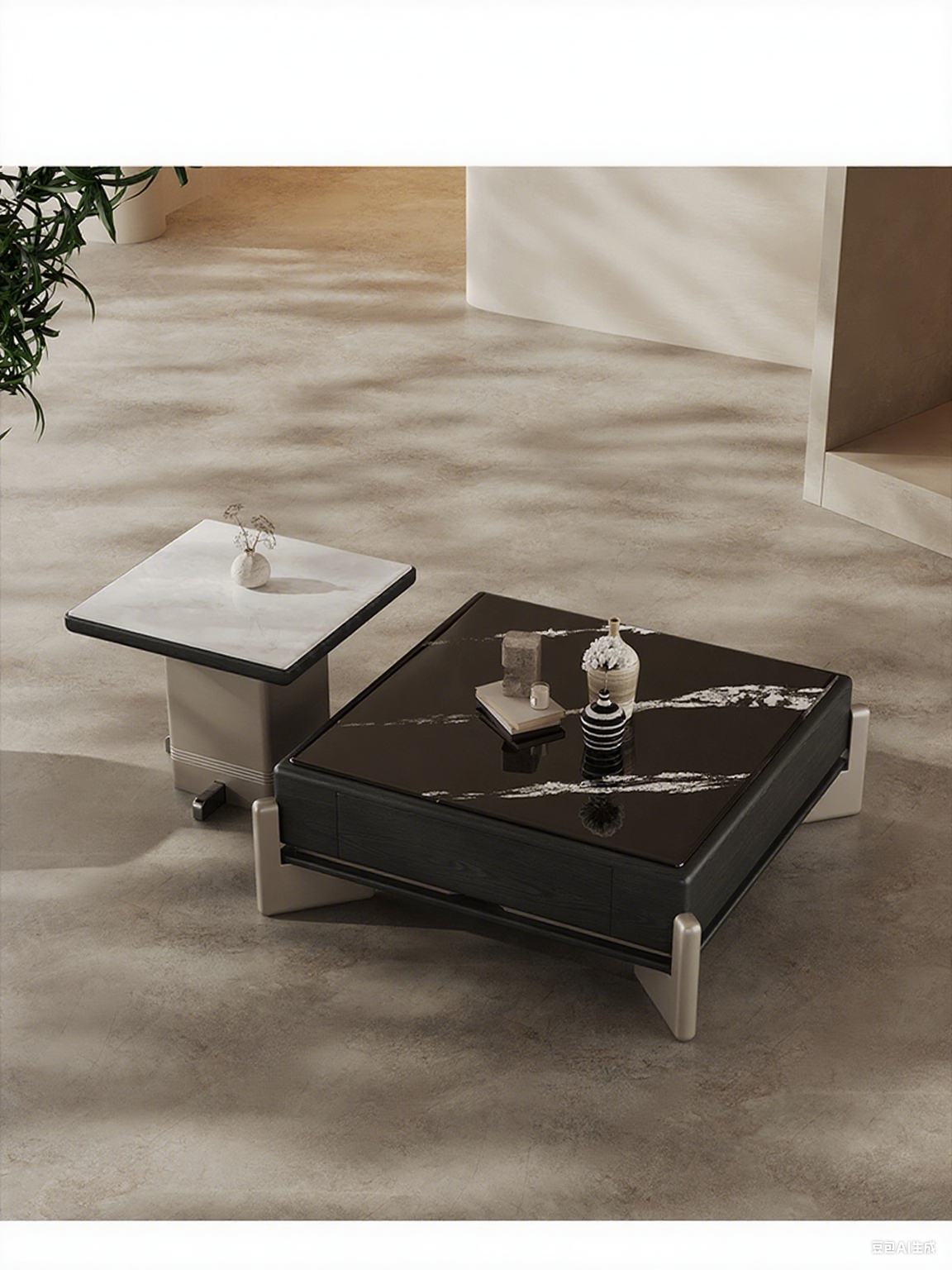 Square microcrystalline stone Coffee TableCombination JUNB3133