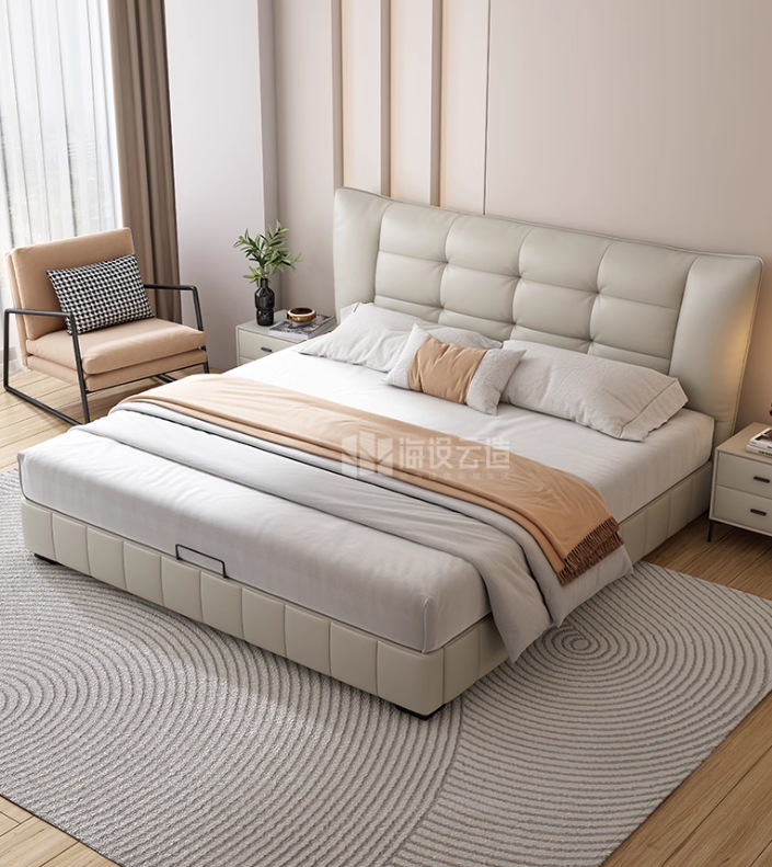 Top-Grain Leather Bed JUJM851