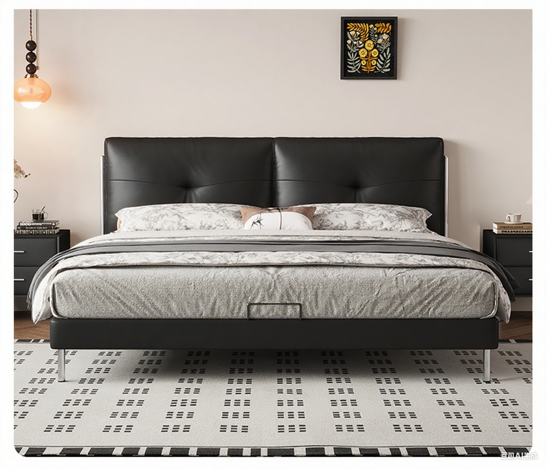 Top-Grain Leather Bed JUJMSM889