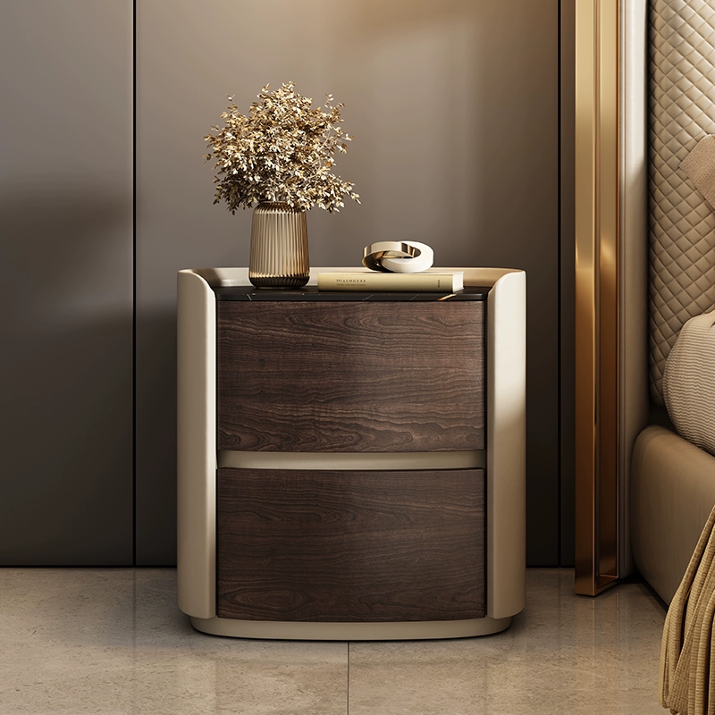 Curved Edge Two-Drawer Bedside Table