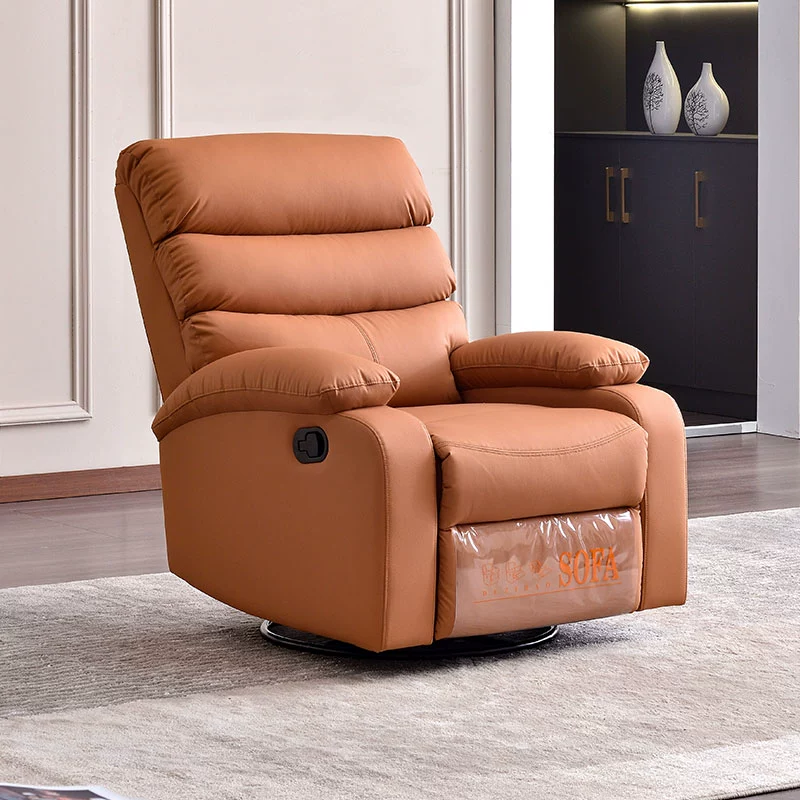 Orange Leatherette Swivel Rocker Recliner Chair