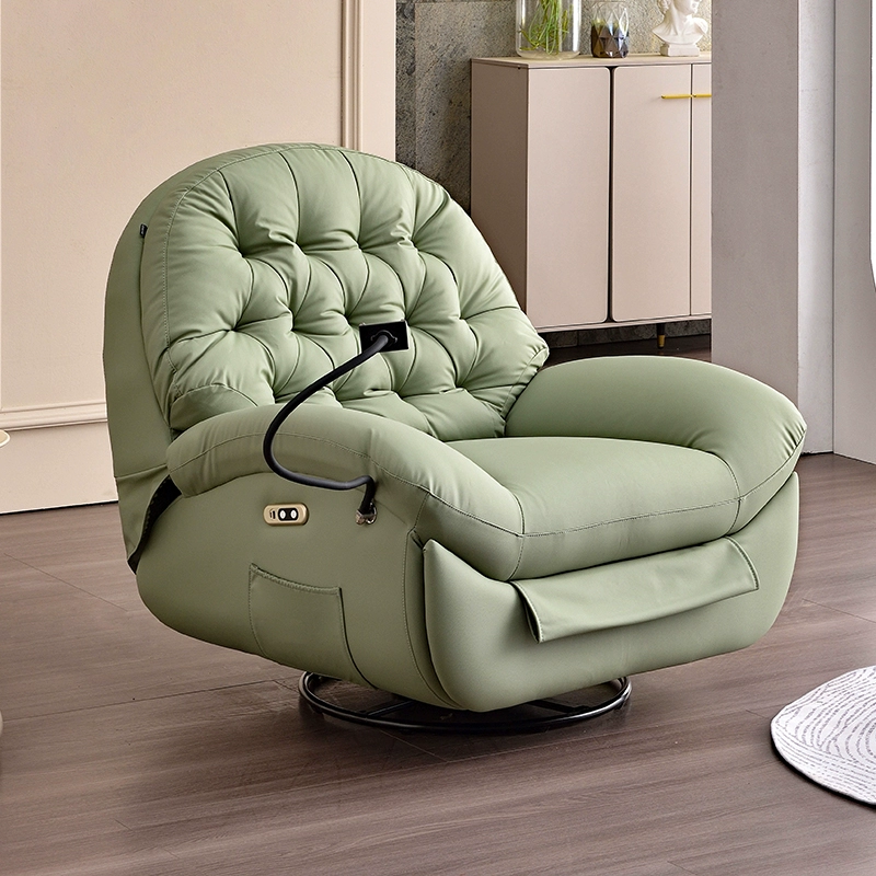 Wenbo Home Standard Recliner Single Sofa Chair in Light Green With a Built-in Phone Holder