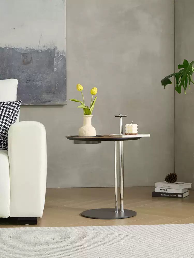 Side Table - Saddle Leather+Stainless Steel JUMX1038