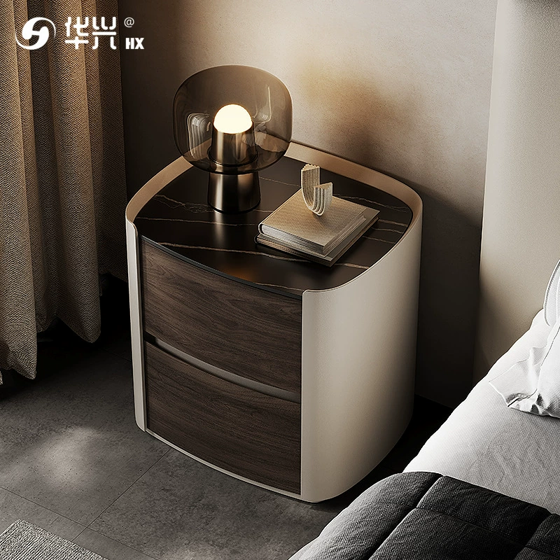 Curved Edge Two-Drawer Bedside Table