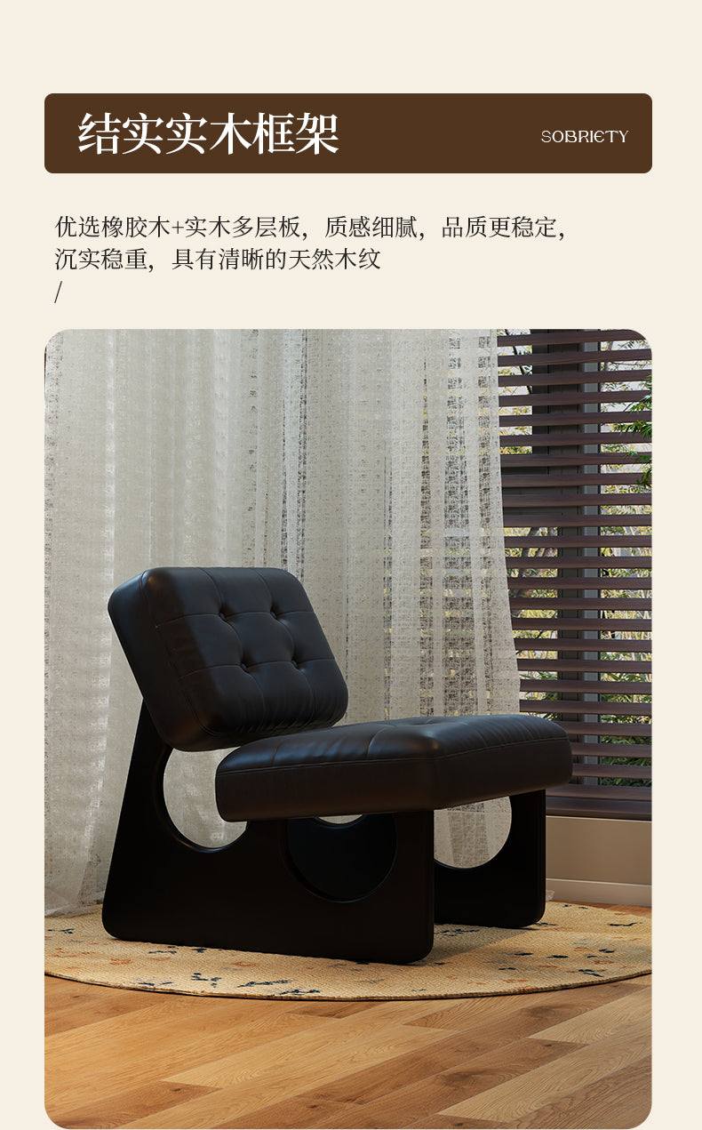 Cozoni Ken Lounge Chair In Black Genuine Leather