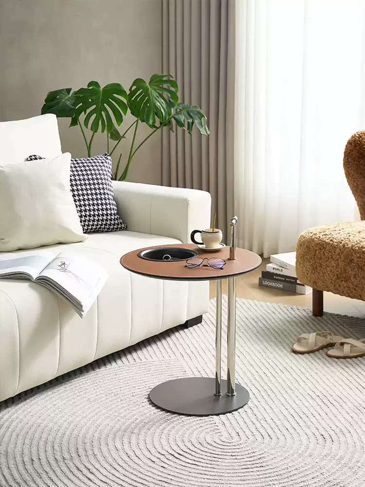 Side Table - Saddle Leather+Stainless Steel JUMX1038