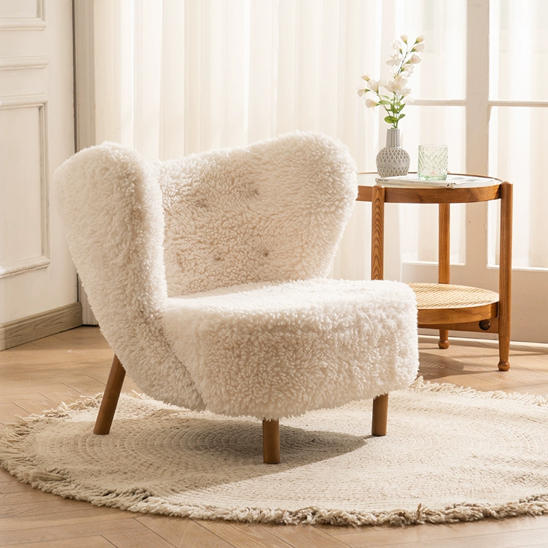 Pelican Fabric Lounge Chair with soft fabric upholstery and sturdy wooden legs