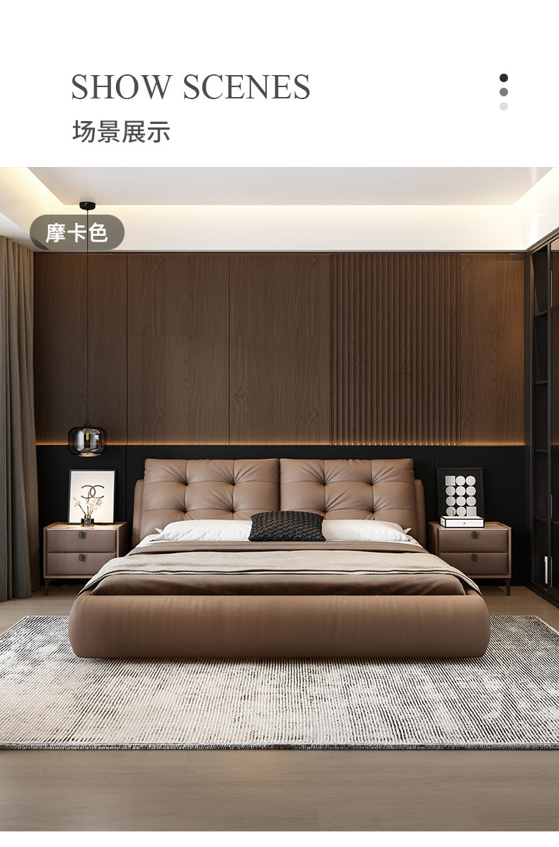 Top-Grain Leather Bed JUXL82