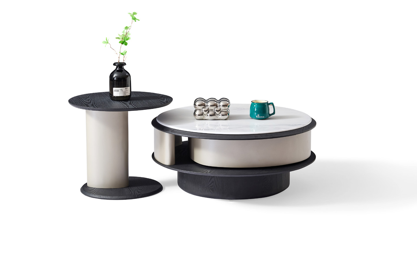 Coffee & TableCombination(Wood Veneer and Microcrystalline Stone) JUNB3152