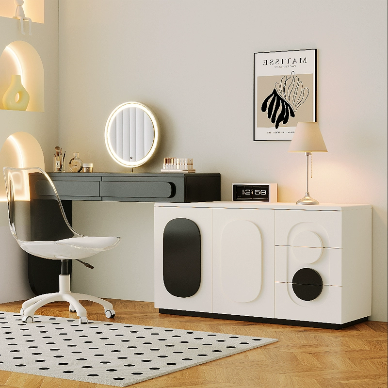 Black & White Two-Tone Vanity Table