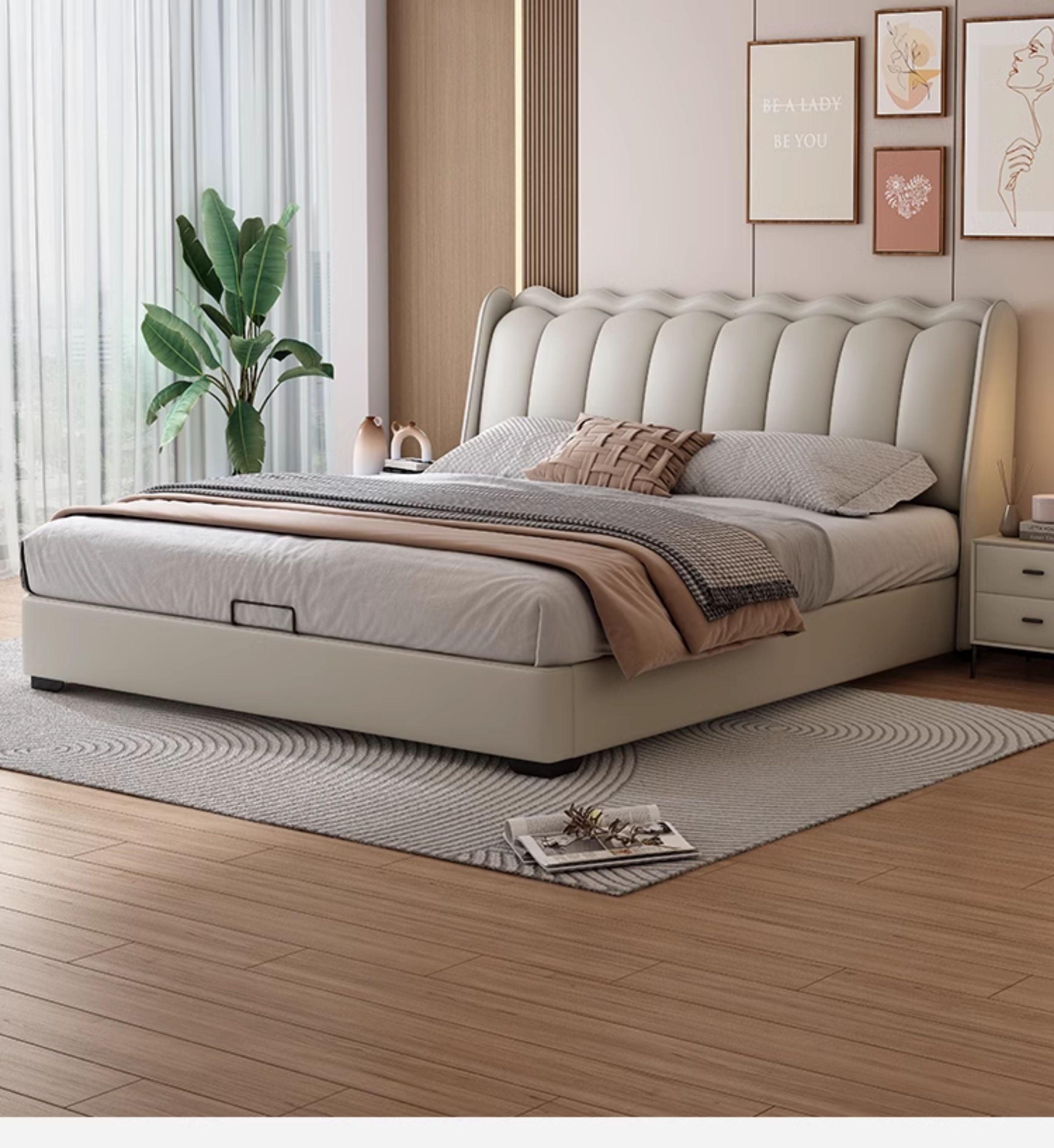 Top-Grain Leather Bed JUJM821