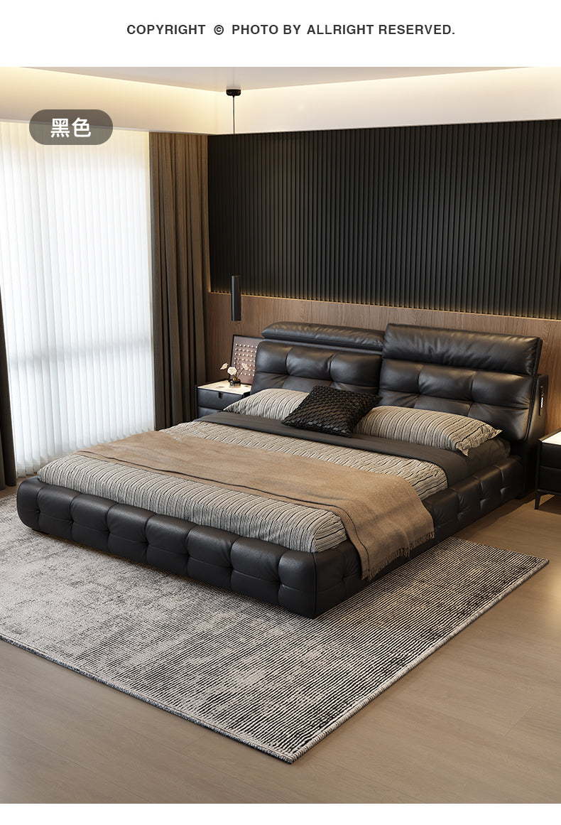 Top-Grain Leather Bed JUJMSM886