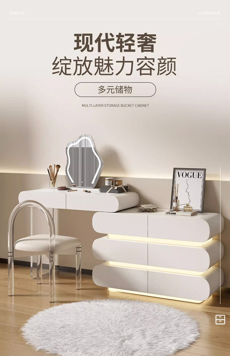 LED Upholstered Vanity Table