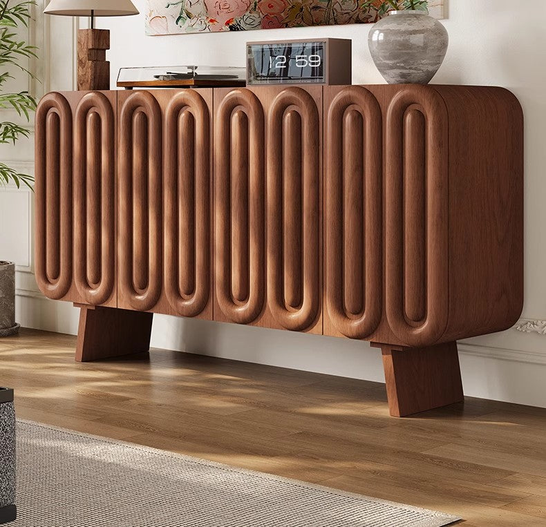 Modern Curved Wood Sideboard