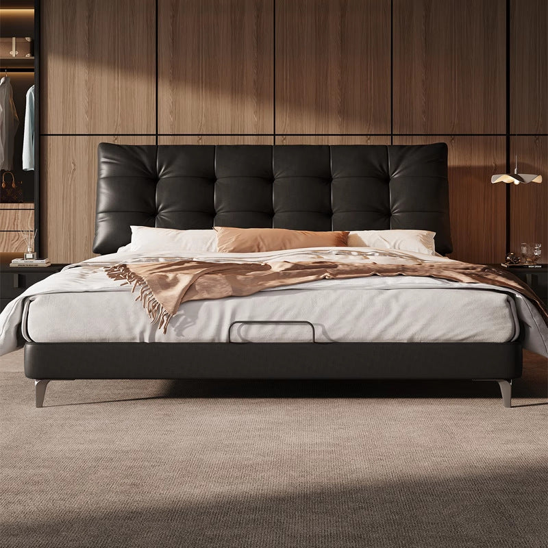 Top-Grain Leather Bed JULX982 Flush-Edge Style