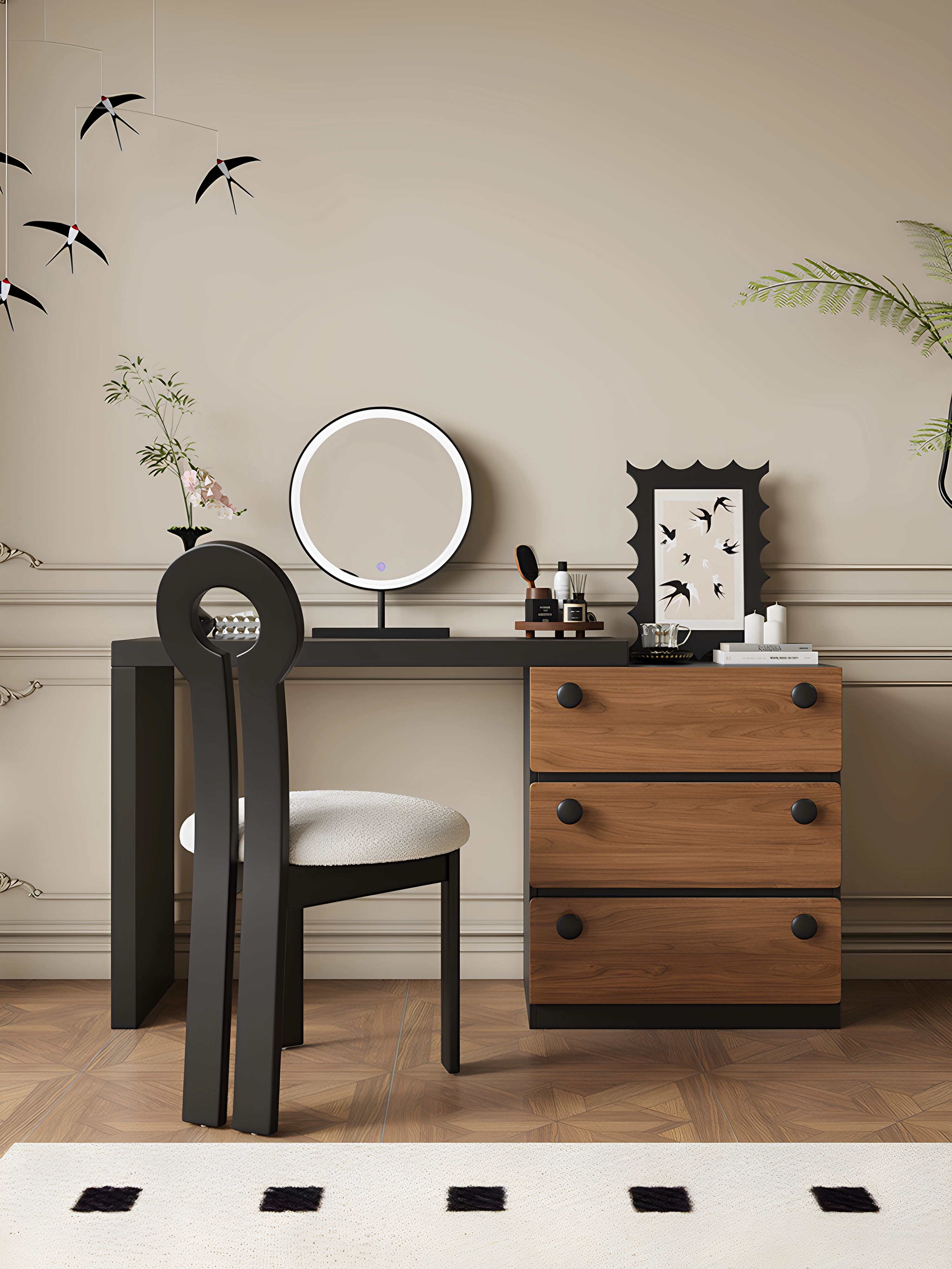 Mixed Wood Drawer Vanity