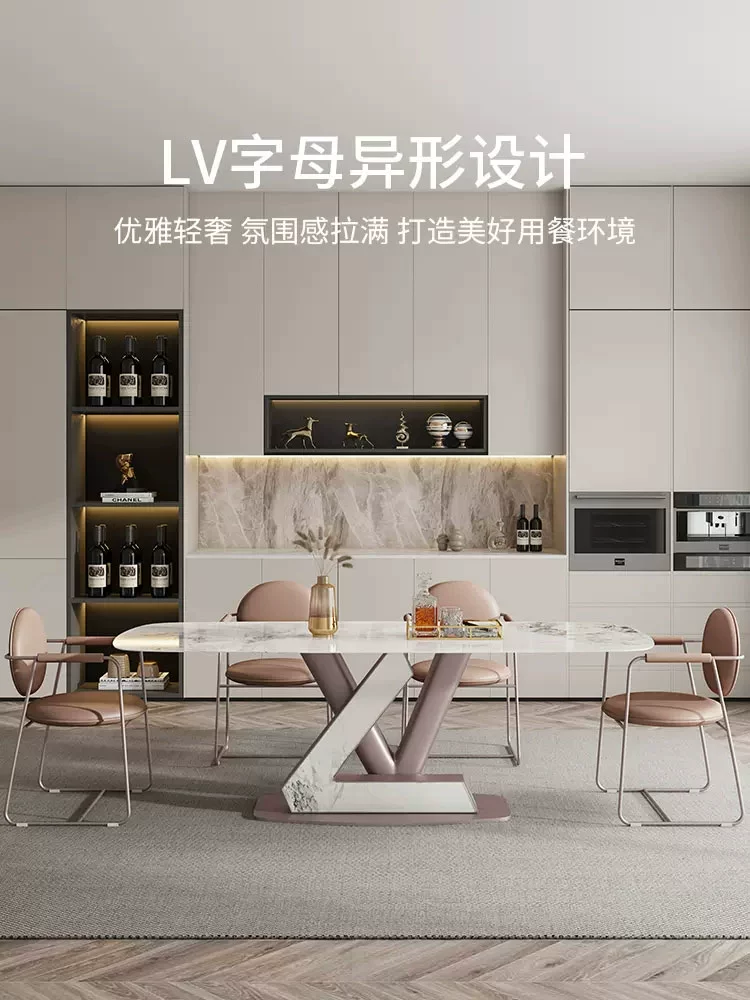 New style lv Rock Slab Dining Table