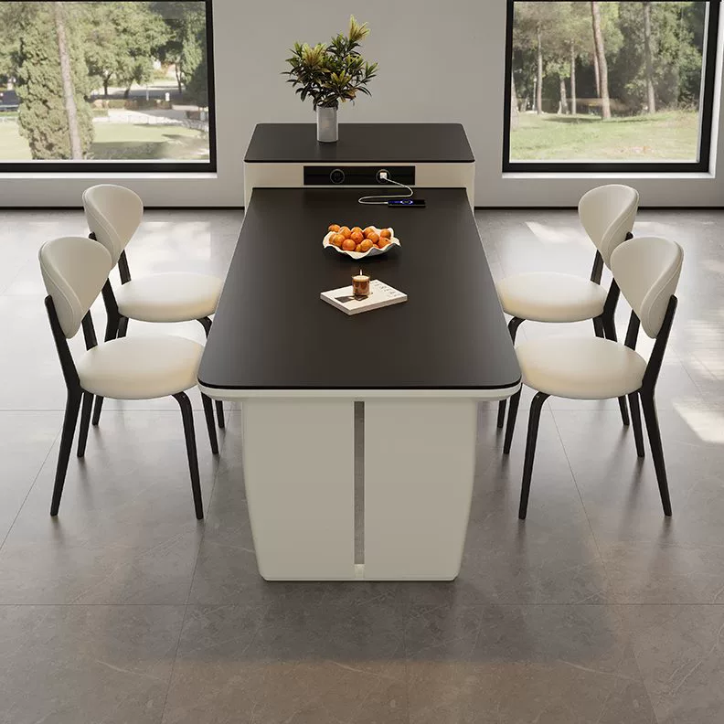Ivory White Matte Black Island Counter