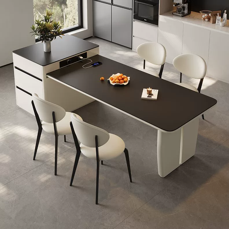 Ivory White Matte Black Island Counter