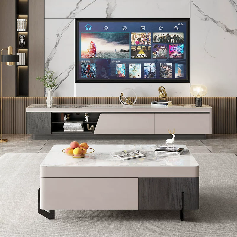 Microcrystalline Stone white TV StandCoffee Table