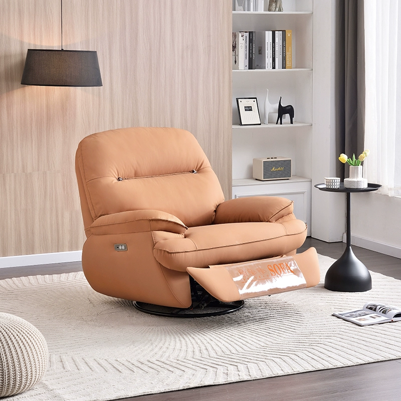 Osaka Motor & 360° Swivel Rock Recliner chair in a tan/beige fabric