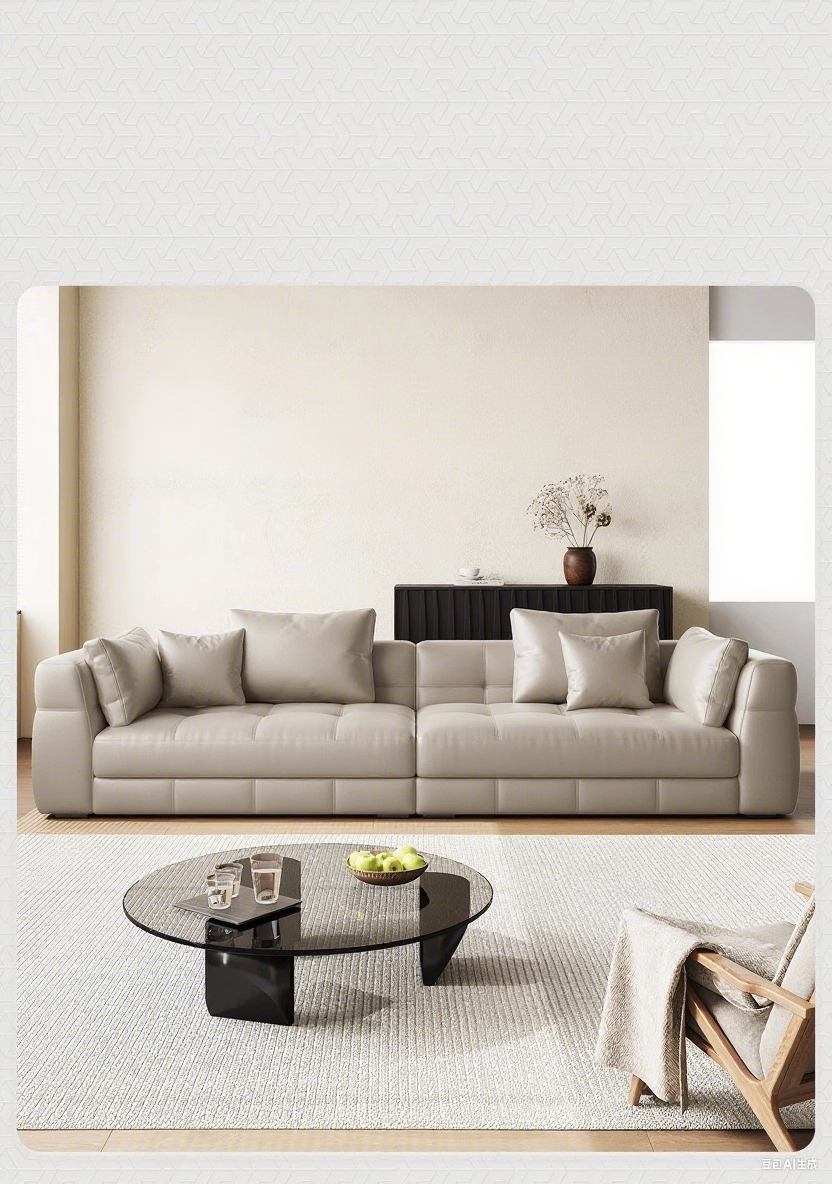 Light Luxury Italian Sectional Sofa With Leatherette Material