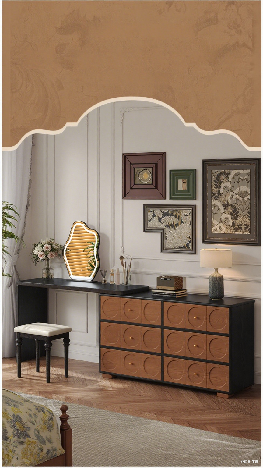 Retro Carved Drawer Vanity Table