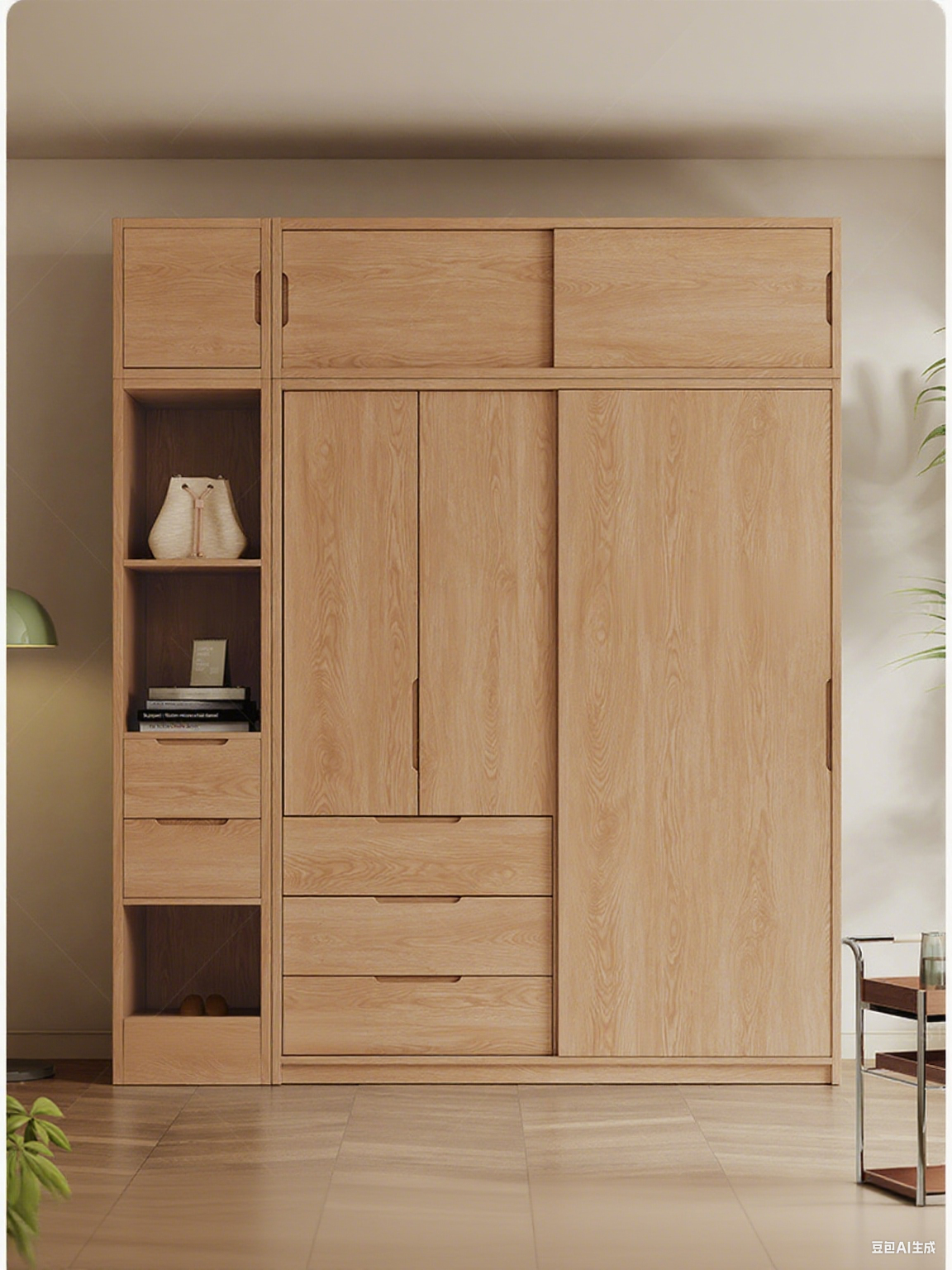 Modern Solid Wood Sliding-door Wardrobe