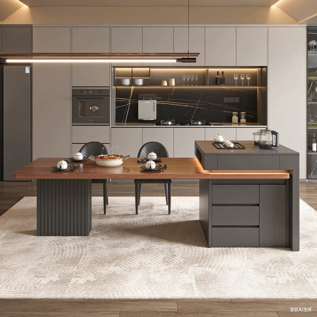 Wood-Grain Island Counter