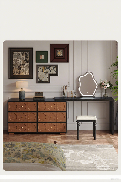 Retro Carved Drawer Vanity Table