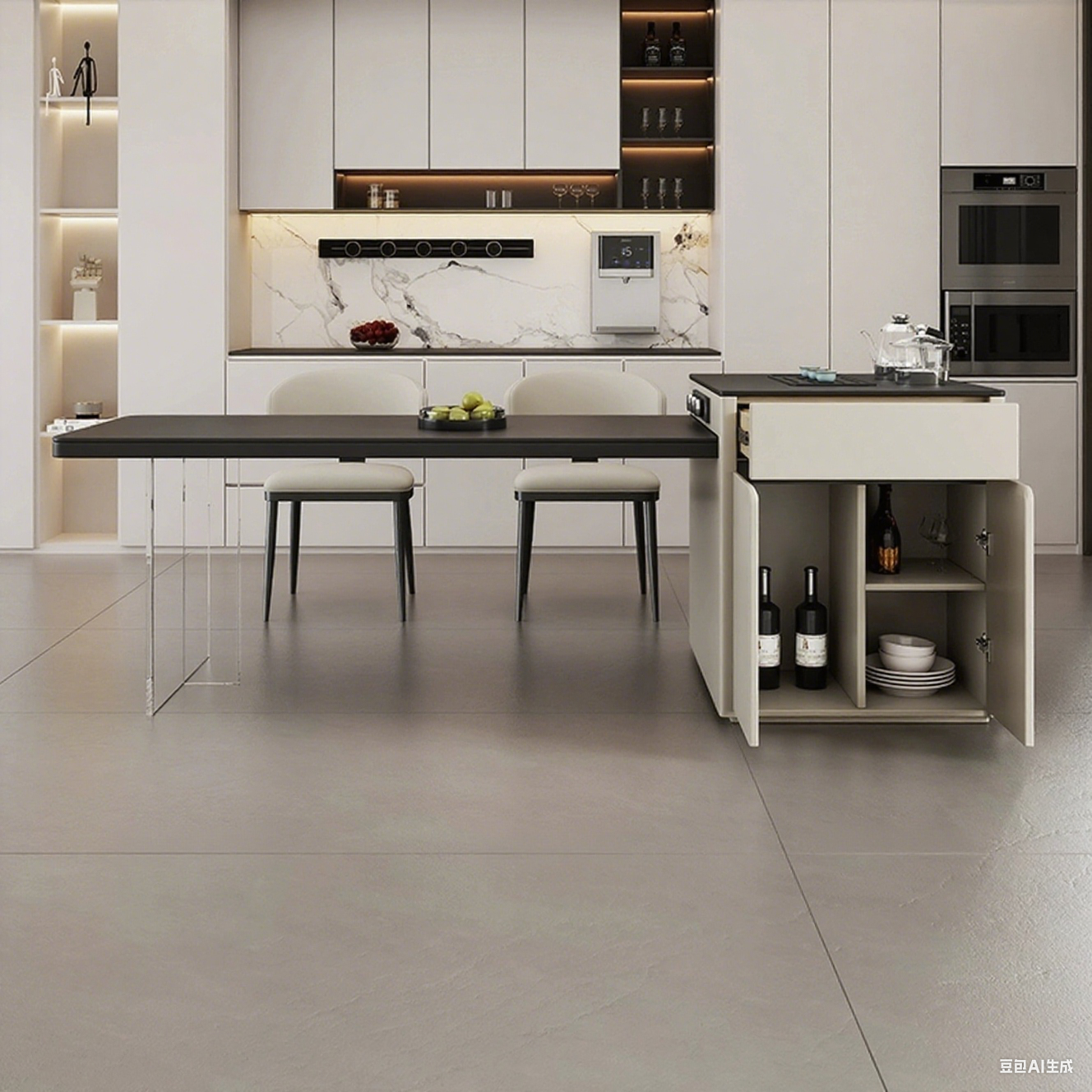Solid Wood Black and White Island Counter JUTM052