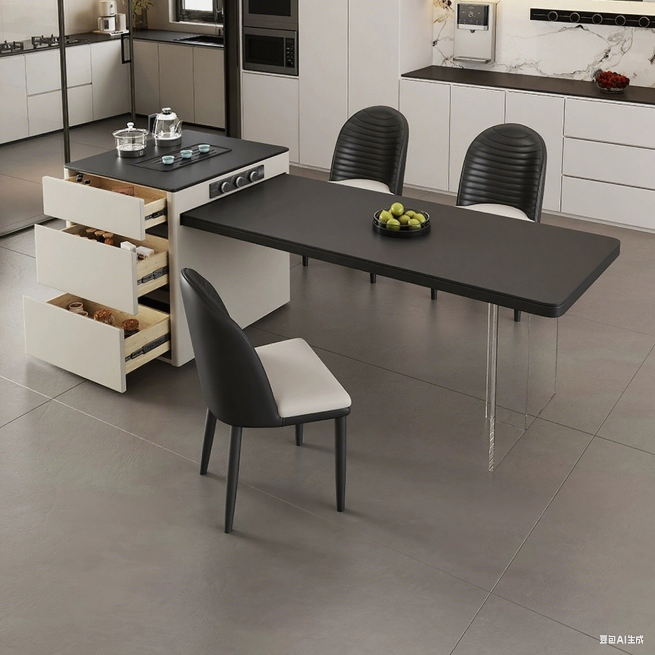 Solid Wood Black and White Island Counter JUTM052