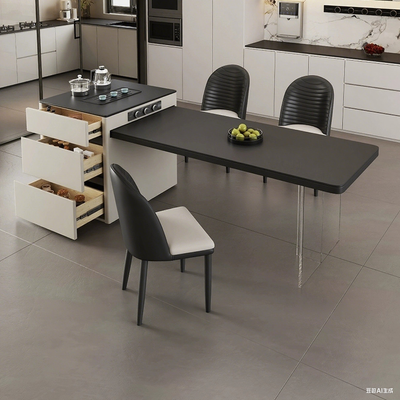Solid Wood Black and White Island Counter JUTM052