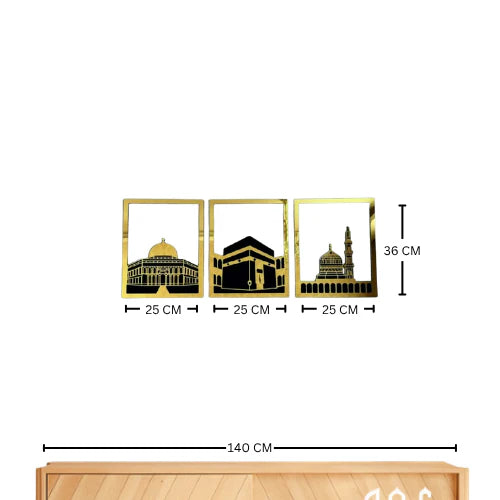 45 Masjid Al-Aqsa, Masjid Al-Haram & Masjid An-Nabawi Acrylic Islamic Wall Art