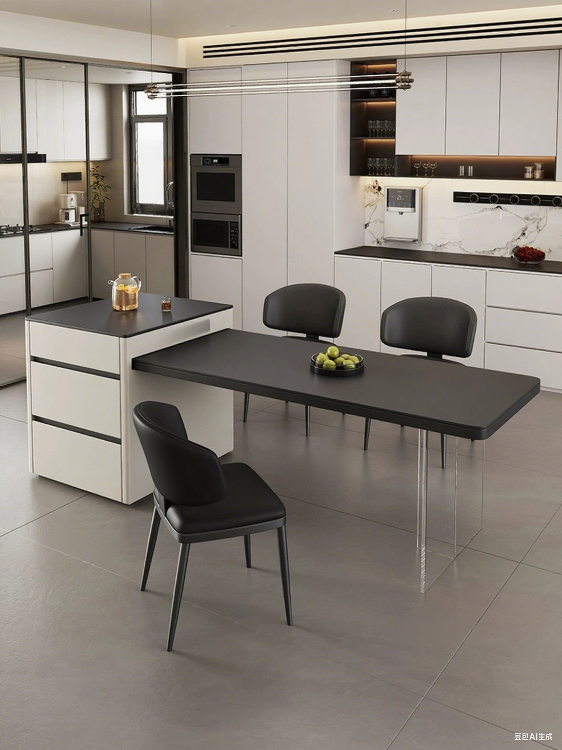 Solid Wood Black and White Island Counter JUTM052