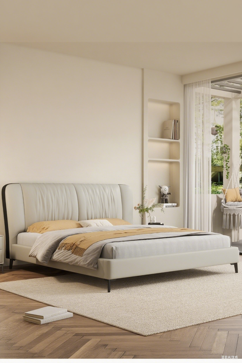 Top-Grain Leather Bed JUJMSM733