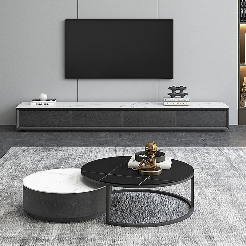 Sintered Stone black and white TV StandCoffee Table