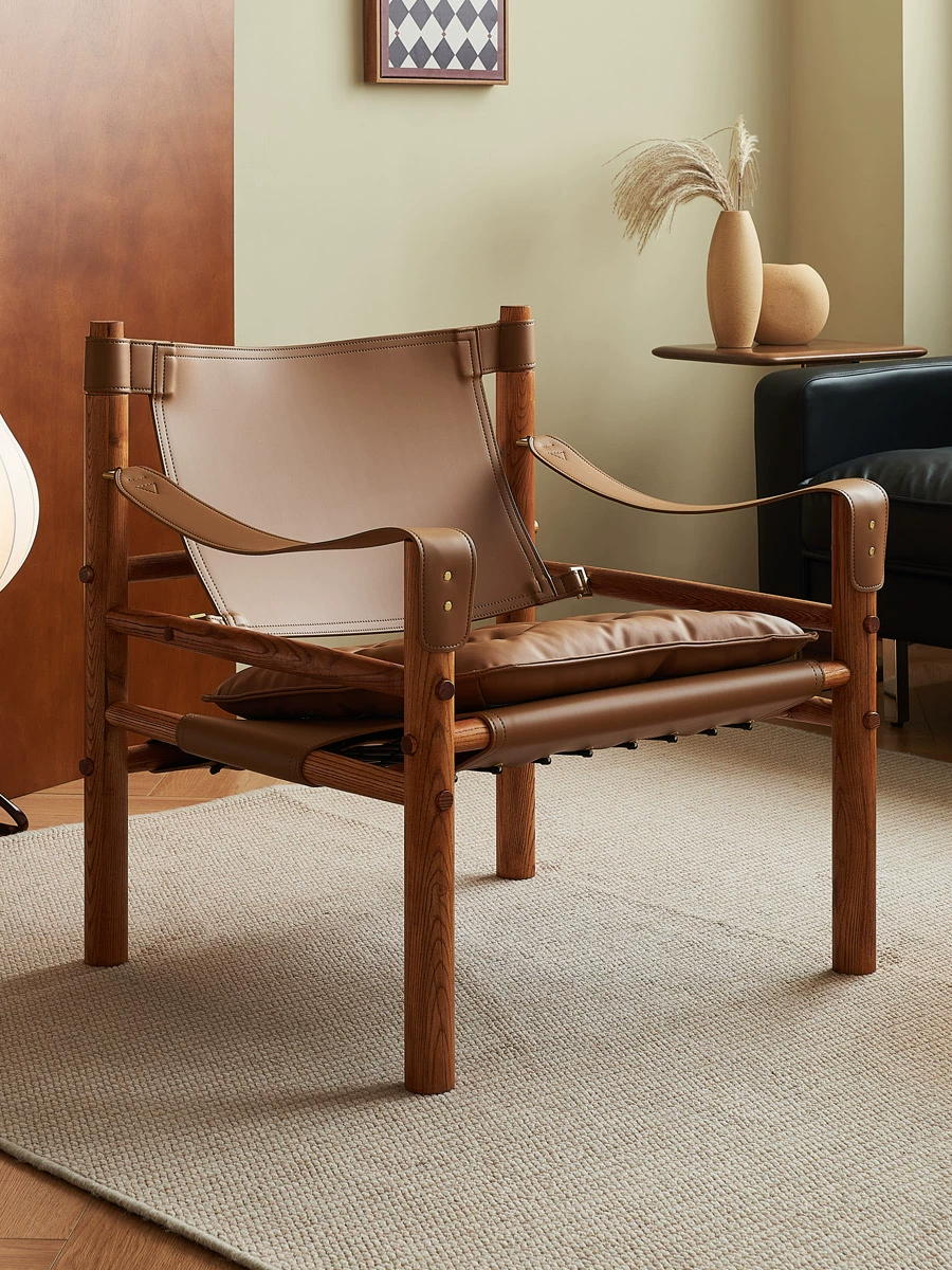 Arne Norell Sirocco Safari Armchair in Natural Leather With a Wooden Frame