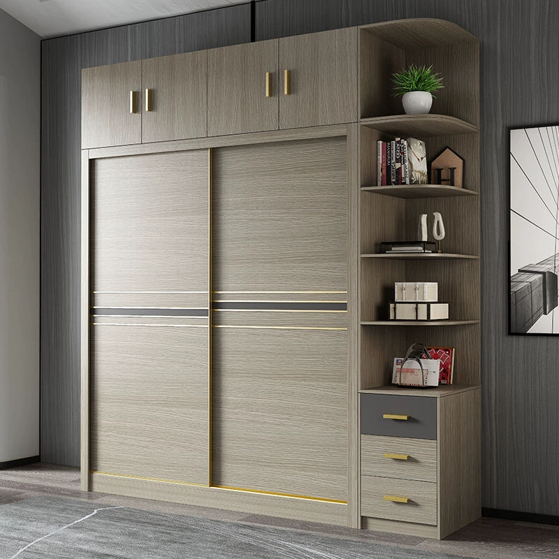 Modular Sliding Wardrobe Made From Engineered Wood With A Light Wood Finish