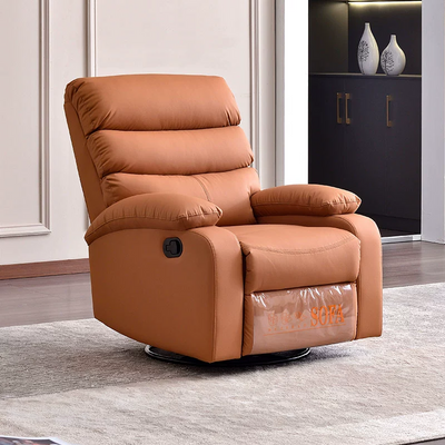 Orange Leatherette Swivel Rocker Recliner Chair
