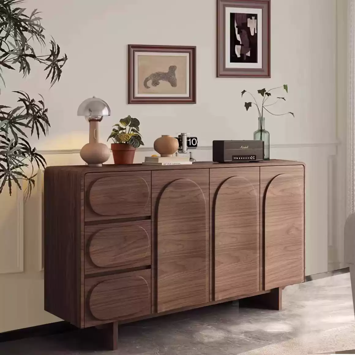Curved Wood Sideboard