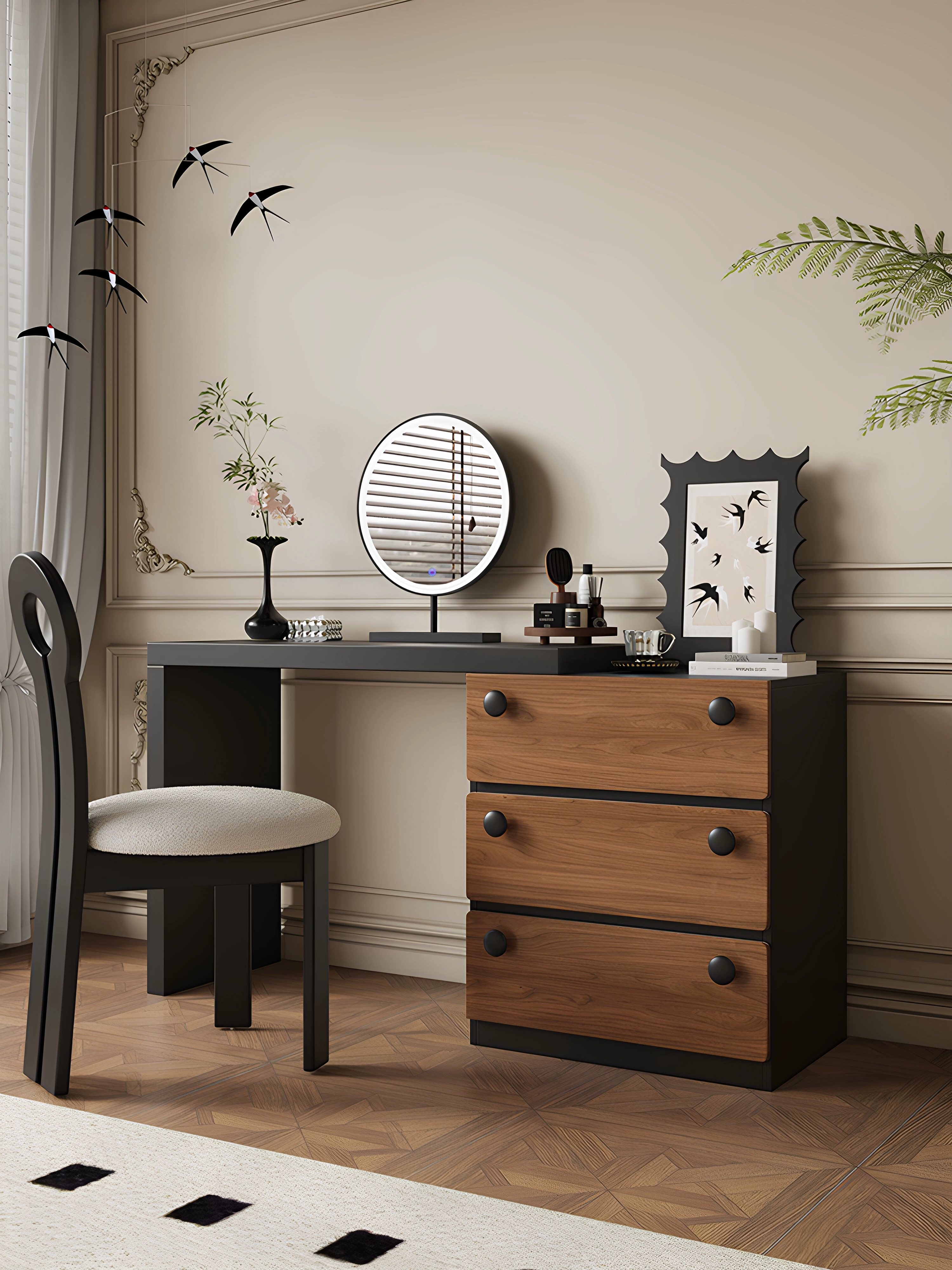 Mixed Wood Drawer Vanity