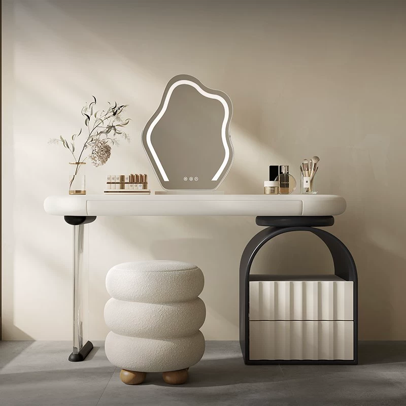 Orren Ellis Makeup Vanity Set With A Light Mirror, Cabinet, And Stool