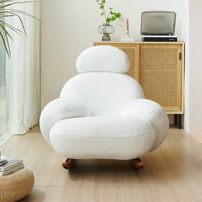 Lazy Sofa Single Rocking Lounge Chair, made with a soft, high-density lamb wool fabric