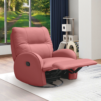 Orange Leatherette Rocking and Revolving Recliner Chair