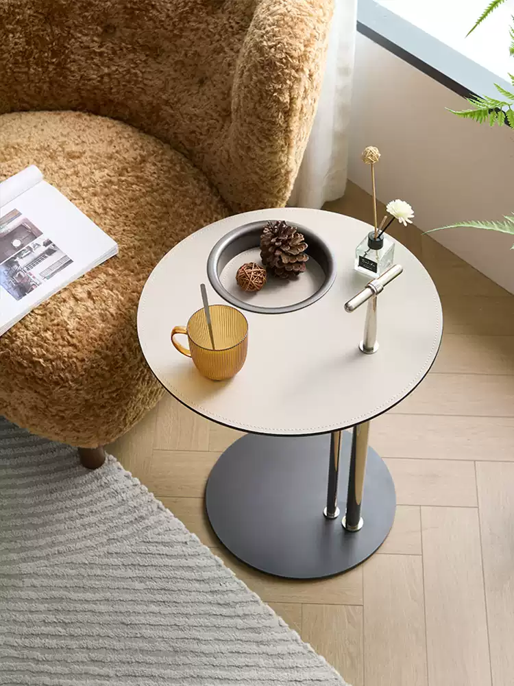 Side Table - Saddle Leather+Stainless Steel JUMX1038