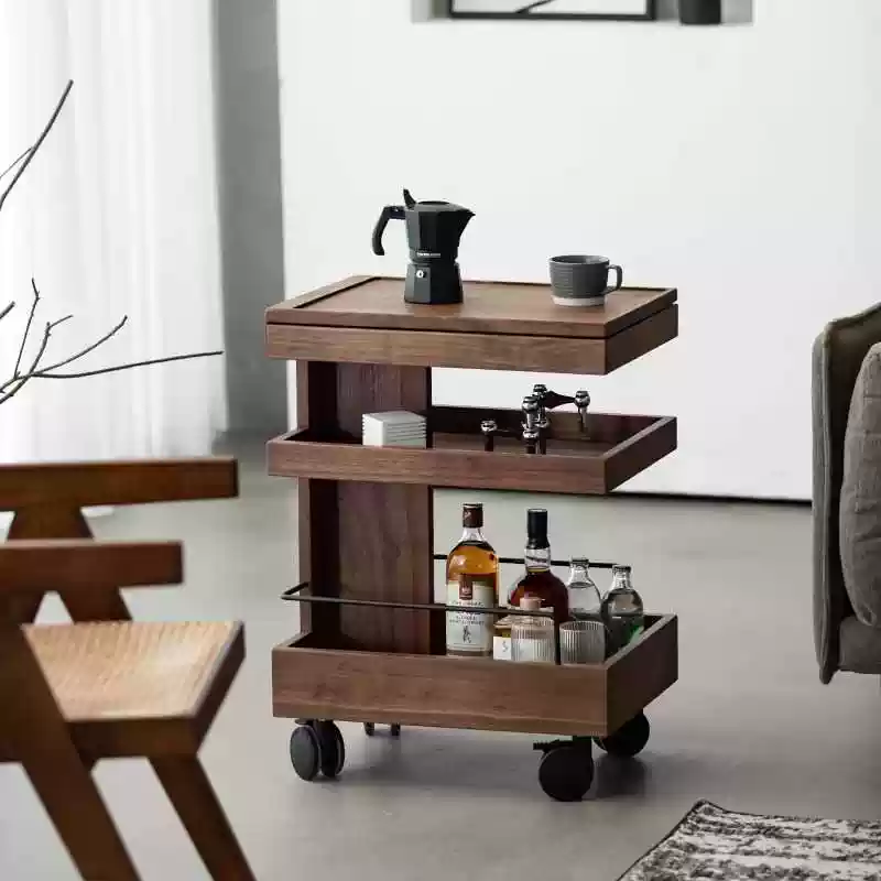 Side Table - North American Black Walnut+Swivel Caster JUMX1032