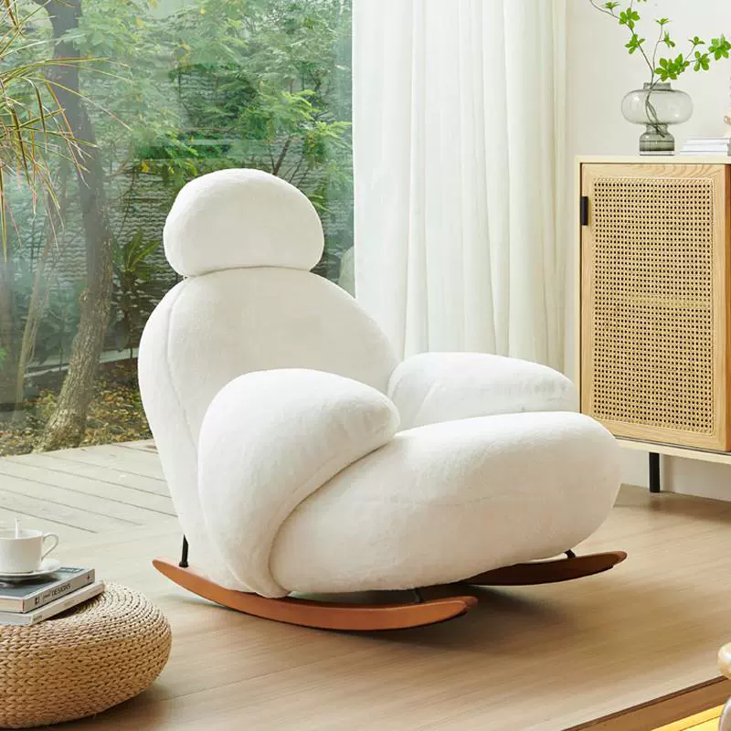Lazy Sofa Single Rocking Lounge Chair, made with a soft, high-density lamb wool fabric